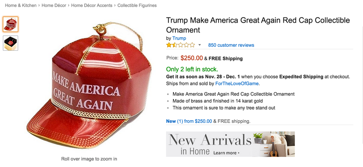 <strong>The hat costs $250 and has a gold finish</strong>