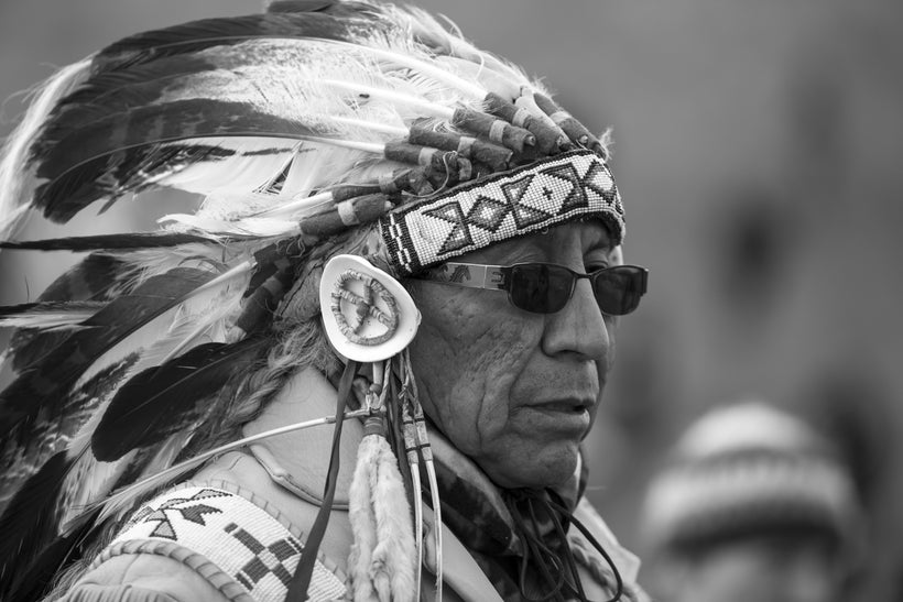 Chief Arvol Looking Horse, Keeper of the Sacred C’aunupa Bundle of the Lakota/Dakota Nation at the sacred ceremonial Jingle d