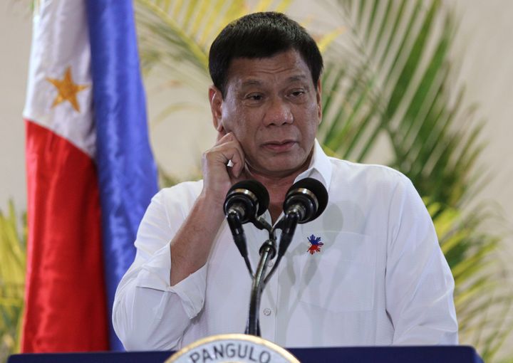 Rodrigo Duterte speaks to journalists