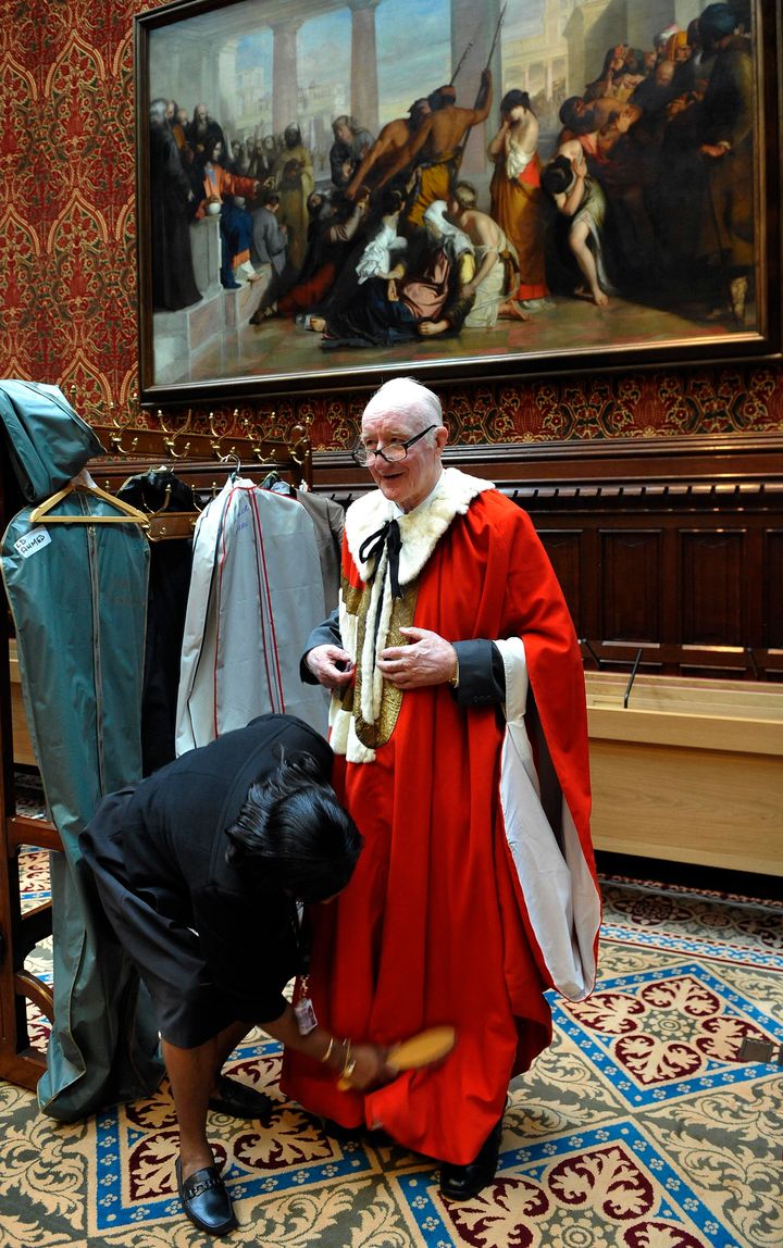 Lord Tom Taylor of Blackburn before the State Opening of Parliament at the Palaces of Westminster.
