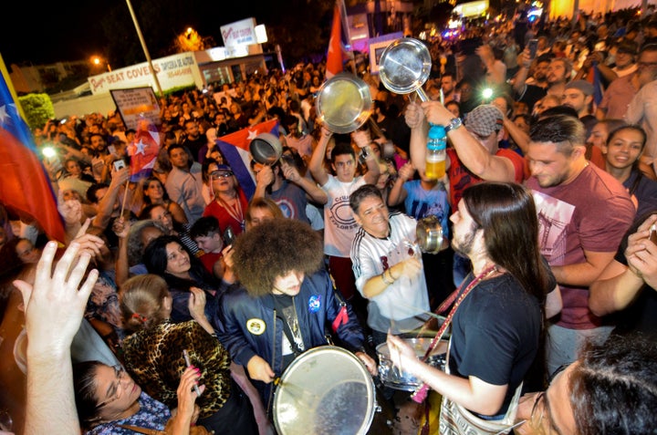 People took to the streets of Little Havana in Miami to celebrate the death of former Cuban leader Fidel Castro late Friday.