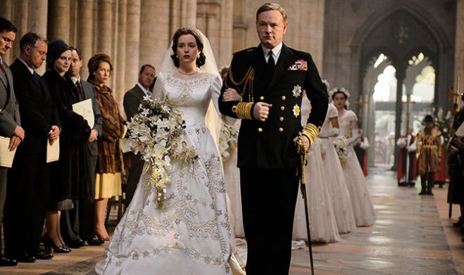 Claire Foy and Jared Harris star as Elizabeth and father King George VI in 'The Crown'