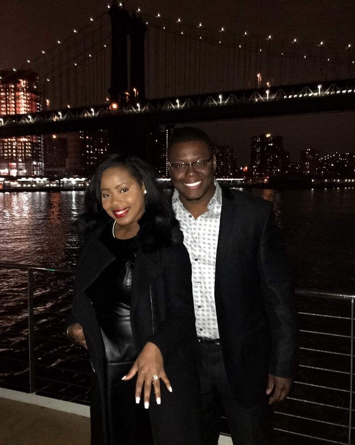Pictured here: Marcus Gill and Dominique Cannon on the evening of their engagement Thanksgiving 2016.The Engagement Announcement on Facebook 
