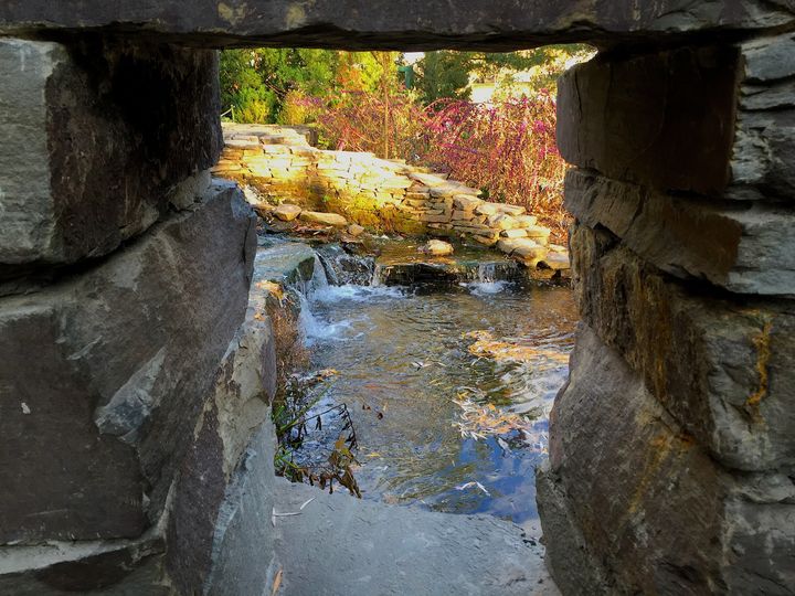I took a peak at the pond through a stone structure.