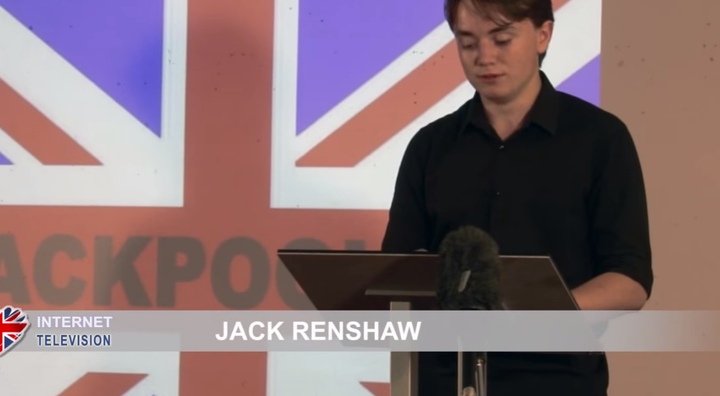 Renshaw speaks at a British National Party event