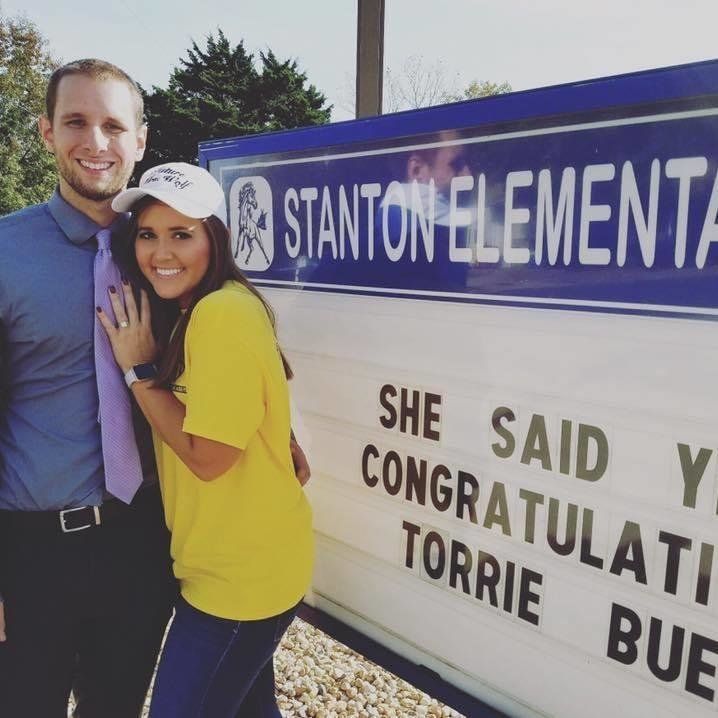 Brett Wolf got his girlfriend's students involved in the proposal. 