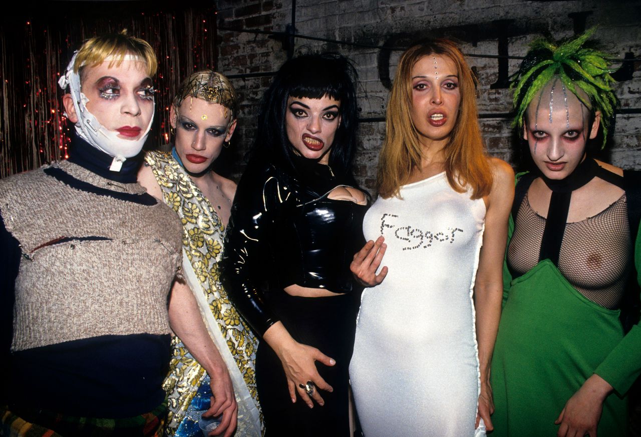 Michael Alig, Richie Rich Nina Hagen, Sophia Lamar, and Genetalia at Tunnel Club, New York, December 31, 1993.