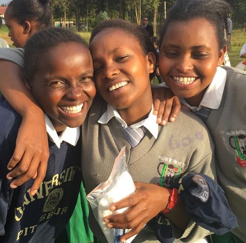 Samburu girls celebrate being able to attend high school.
