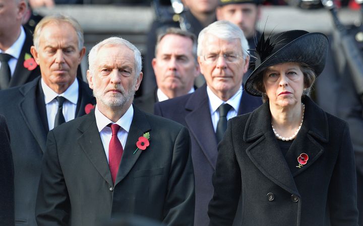Blair with Corbyn, Sir John Major and Theresa May