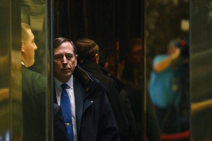 Former CIA director David Petraeus arrives to meet with U.S. President-elect Donald Trump at Trump Tower New York, U.S., Nove