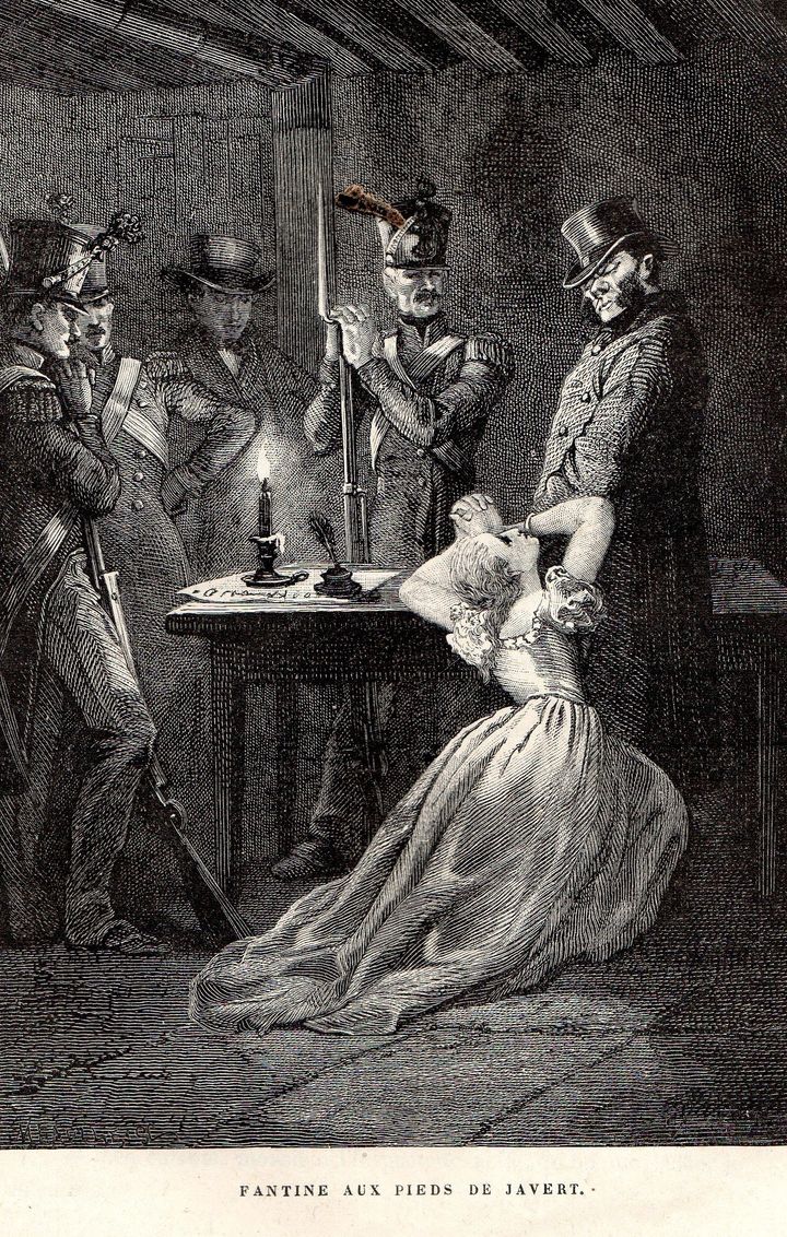 Inspector Javert imprisoning Fantine. Gustave Brion’s illustration for the 1862 first edition