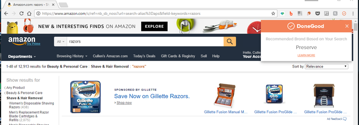 DoneGood search on Amazon.