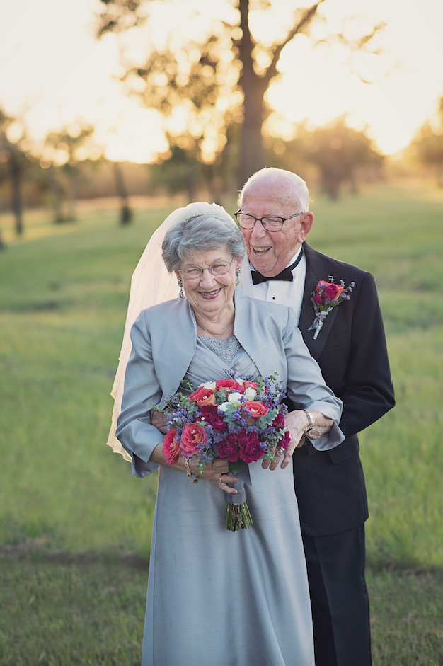 No one had a camera at the couple's 1946 wedding, so they don't have any photo documentation from that day. 