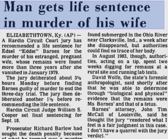 A 1984 news article about Sherry Ballard Barnes.