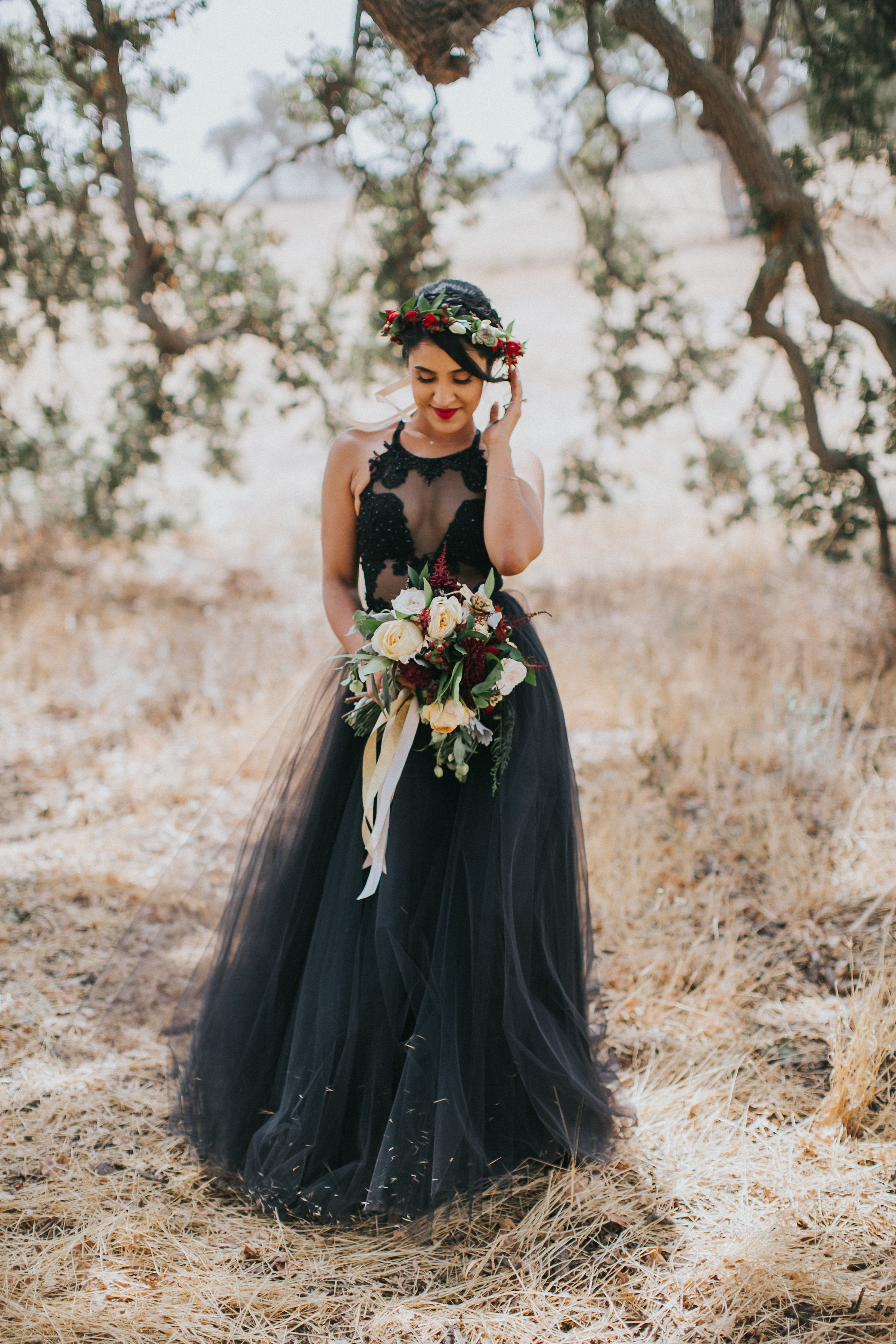 black wedding dress bride