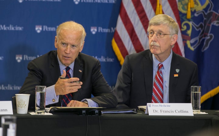 Vice President Joe Biden with Collins discussing the Cancer Moonshot initiative.