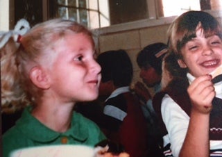 Shana and me in kindergarten.