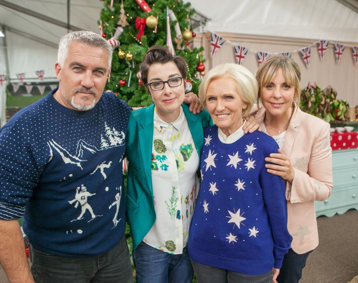 The trio with their former 'Bake Off' co-star Paul Hollywood