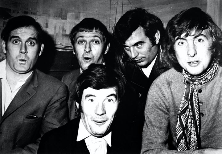 Monty Python (left to right) John Cleese, Graham Chapman, Michael Palin, Terry Jones, and Eric Idle, in 1969