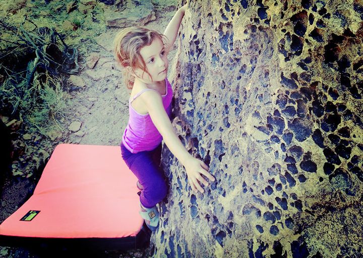 Our daughter bouldering at 5 years old.
