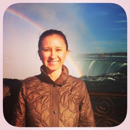 The writer at Niagara Falls enjoying the beauty and majesty of nature.