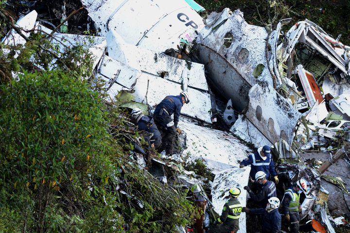 <strong>The scene in Colombia where a plane carrying the Brazilian team Chapecoense crashed.</strong>