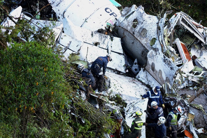 The scene in Colombia where a plane carrying the Brazilian team Chapecoense crashed.