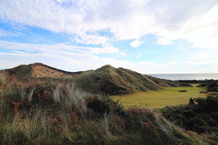 The huge bunker behind the third green that forms the Northeastern boundary of Royal County Down