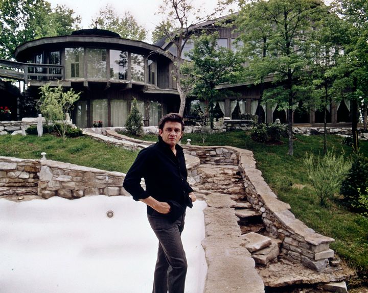 Johnny Cash outside his home Hendersonville, TN home in 1969. The original house burned down in 2007.