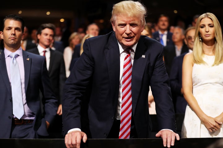 Donald Trump with his children Donald Trump Jr. and Ivanka Trump at the Republican National Convention on July 20, 2016.