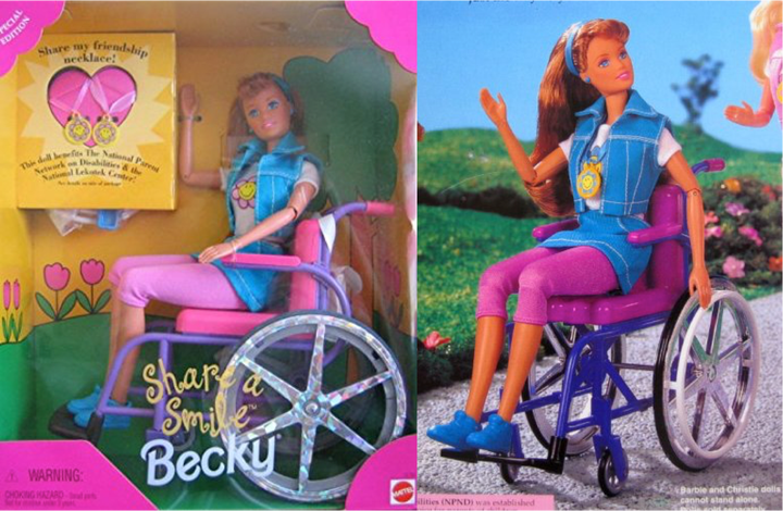 Barbie released a doll in a wheelchair named <a href="http://articles.chicagotribune.com/1997-05-22/news/9705220316_1_new-doll-barbie-line-wheelchair" target="_blank" role="link" class=" js-entry-link cet-external-link" data-vars-item-name="“Share A Smile Becky”" data-vars-item-type="text" data-vars-unit-name="583e0538e4b0ae0e7cdaa04b" data-vars-unit-type="buzz_body" data-vars-target-content-id="http://articles.chicagotribune.com/1997-05-22/news/9705220316_1_new-doll-barbie-line-wheelchair" data-vars-target-content-type="url" data-vars-type="web_external_link" data-vars-subunit-name="article_body" data-vars-subunit-type="component" data-vars-position-in-subunit="4">“Share A Smile Becky”</a> in 1997, but it was eventually discontinued.