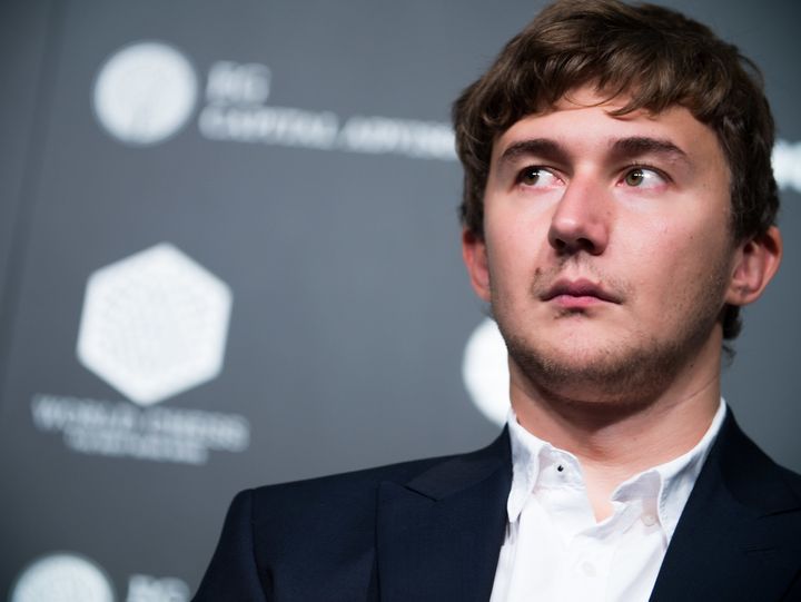 Challenger Sergey Karjakin, lost in thought, after losing the World Championship match