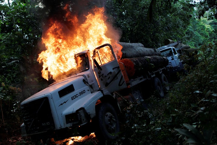 Rangers working with Brazil's environment ministry often dole out harsh, on-the-spot punishments for illegal loggers, like burning their vehicles. But they have a hard time catching them and are struggling to pay for basic needs like fuel.