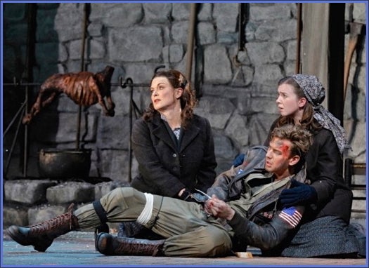 <p>Anna Caterina Antonacci (Cesira), Sarah Shafer (Rosetta), Edward Nelson (John Buckley). Marco Tutino’s<em> Two Women</em></p>