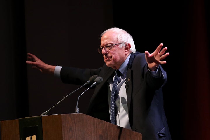 Sen. Bernie Sanders (I-Vt.) speaks in Glendale, California on Nov. 29, 2016. He blasted President-elect Donald Trump's deal to save Carrier jobs in a Thursday op-ed.