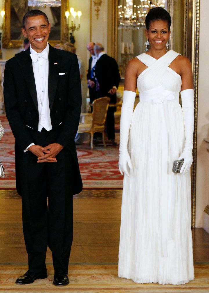 Michelle Obama in Tom Ford at Buckingham Palace in 2011. 