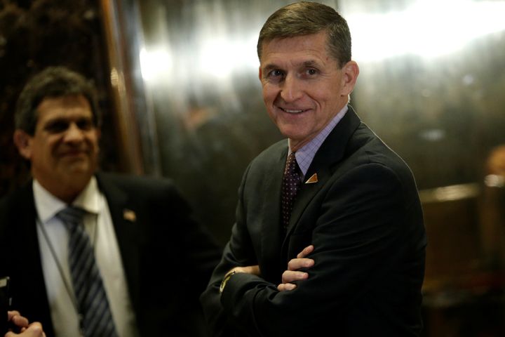 Retired U.S. Army Lt. Gen. Michael Flynn stands by the elevators as he arrives at Trump Tower, where President-elect Donald Trump lives. Trump has selected Flynn, who wants to punish Pakistan for its links to radical militancy, as his national security adviser. 