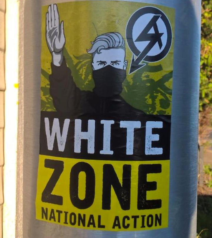 <strong>'White Zone' posters adorned with the name and logo of neo-Nazi group National Action have been found in Newbury </strong>
