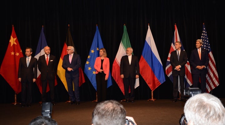 Representatives of the U.S., U.K., Iran, European Union, Germany, France and China pose for a photograph after finalizing the Iran nuclear agreement in July 2015.