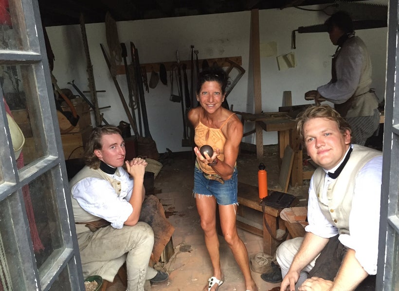 Me (Stefani Jackenthal) holding cannon ball