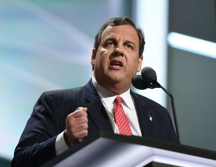 Governor Chris Christie addresses the audience on the second day of the Republican National Convention on July 19, 2016 at the Quicken Loans Arena in Cleveland, Ohio.