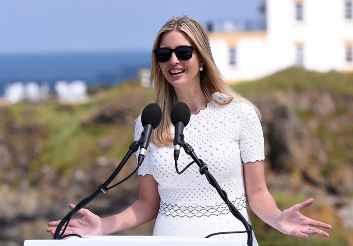 Ivanka Trump speaks at the opening of her father's golf course in Turnberry, Scotland, Britain June 24, 2016. She has sa