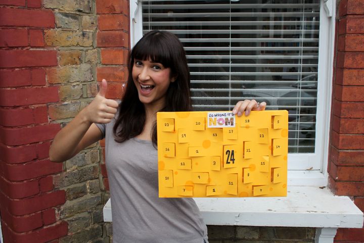 Annem Hobson with her cheese advent calendar.