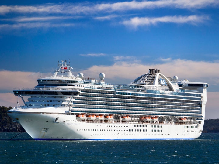 The cruise liner Caribbean Princess moored off Bar Harbor in Maine.