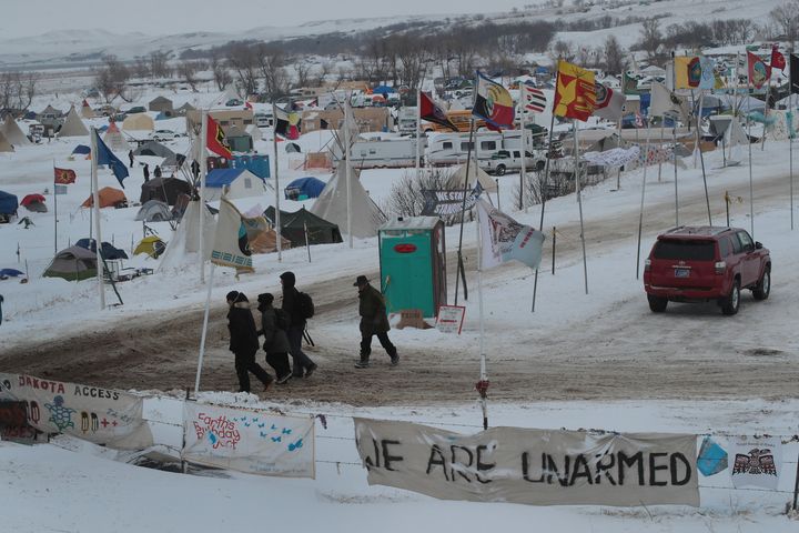Snow covers Oceti Sakowin Camp near the Standing Rock Sioux Reservation on November 30, 2016 outside Cannon Ball, North Dakota. (Photo by Scott Olson/Getty Images)