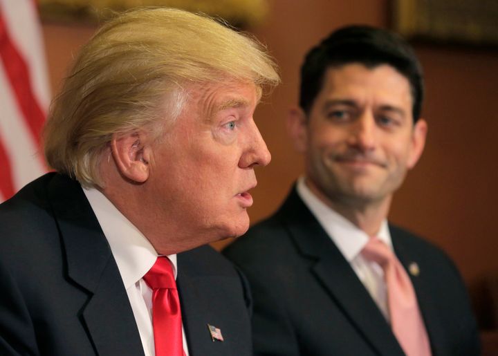 President-elect Donald Trump, left, meets with Speaker of the House Paul Ryan (R-Wis.) on Capitol Hill in November. The speaker said the two have discussed the Constitution.