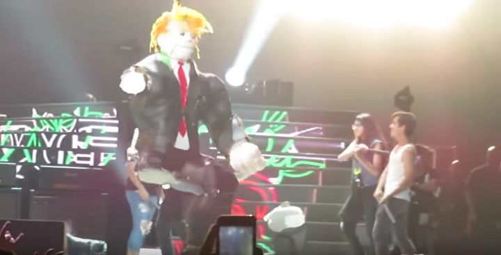 Donald Trump piñata, minus his right leg.