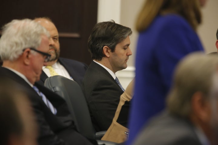 Slager, center, sits in the courtroom during his murder trial on Dec. 2, 2016.