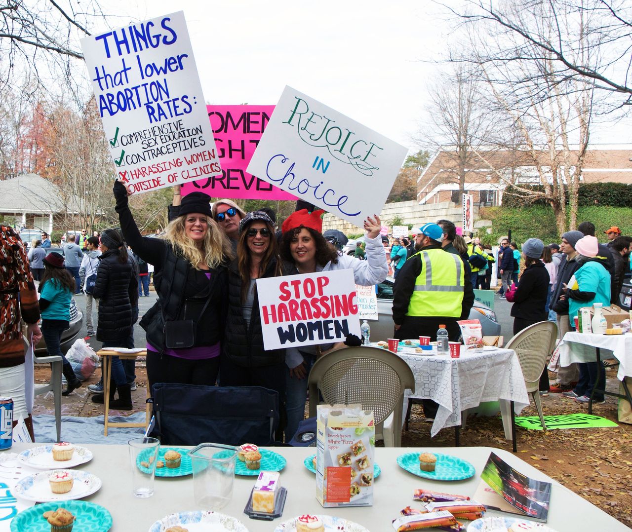 Members of Pro-Choice Charlotte host a "Pro Choice Picnic" outside the clinic.