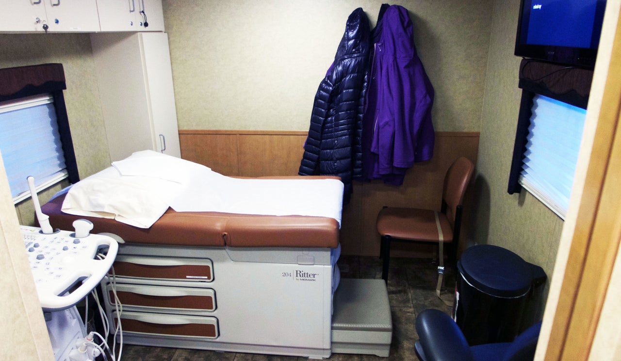 A view of the inside of the PRC Charlotte mobile crisis pregnancy center.